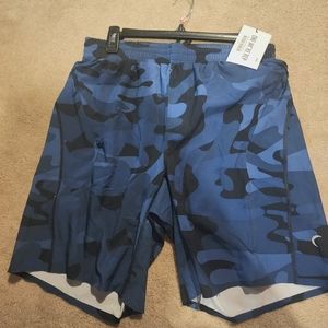 NEW Zyia 1534 Men's Navy Camo Pocket Athletic Shorts 9" NWT